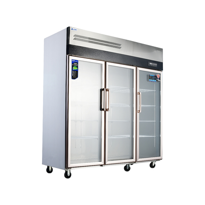Edelstahl 304/201 Küchenkühlschrank mit kommerziellem Glasbildschirm