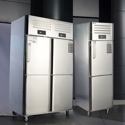 Gewerblicher Kühlschrank aus Edelstahl für die Gastronomie mit einer Temperatur von -6 -15 °C