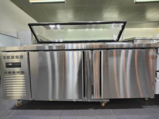 2 Türen Salatbar Kühlschrank mit Doppeltemperatur 2~8°C/-6~-15°C