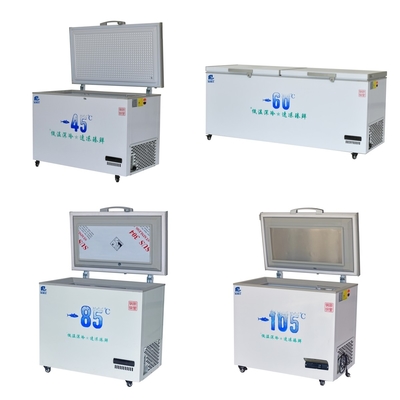 8.5-10cm Schaumschicht Ultra-Low Chest Gefrierschrank für große Kapazität -60°C Meeresfrüchte